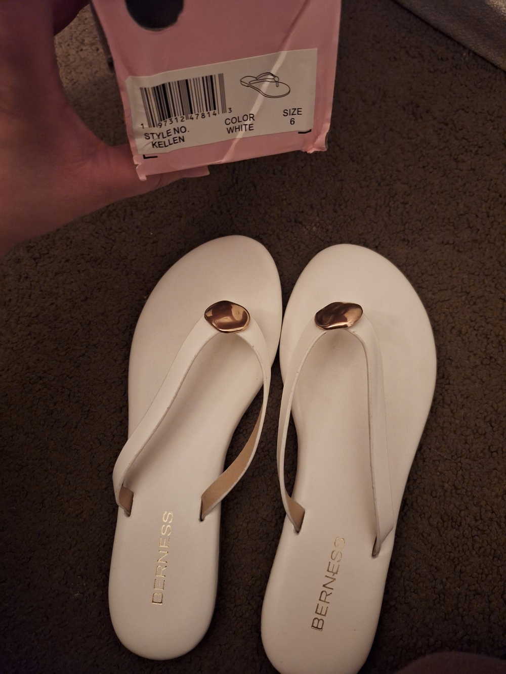 Berness White Jewel-Accent Thong Sandals for Women — Kellen Style